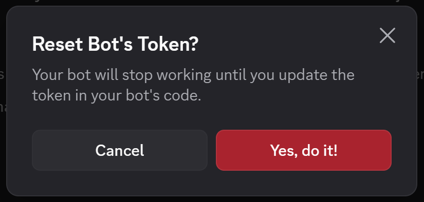Token 重置确认警告弹窗