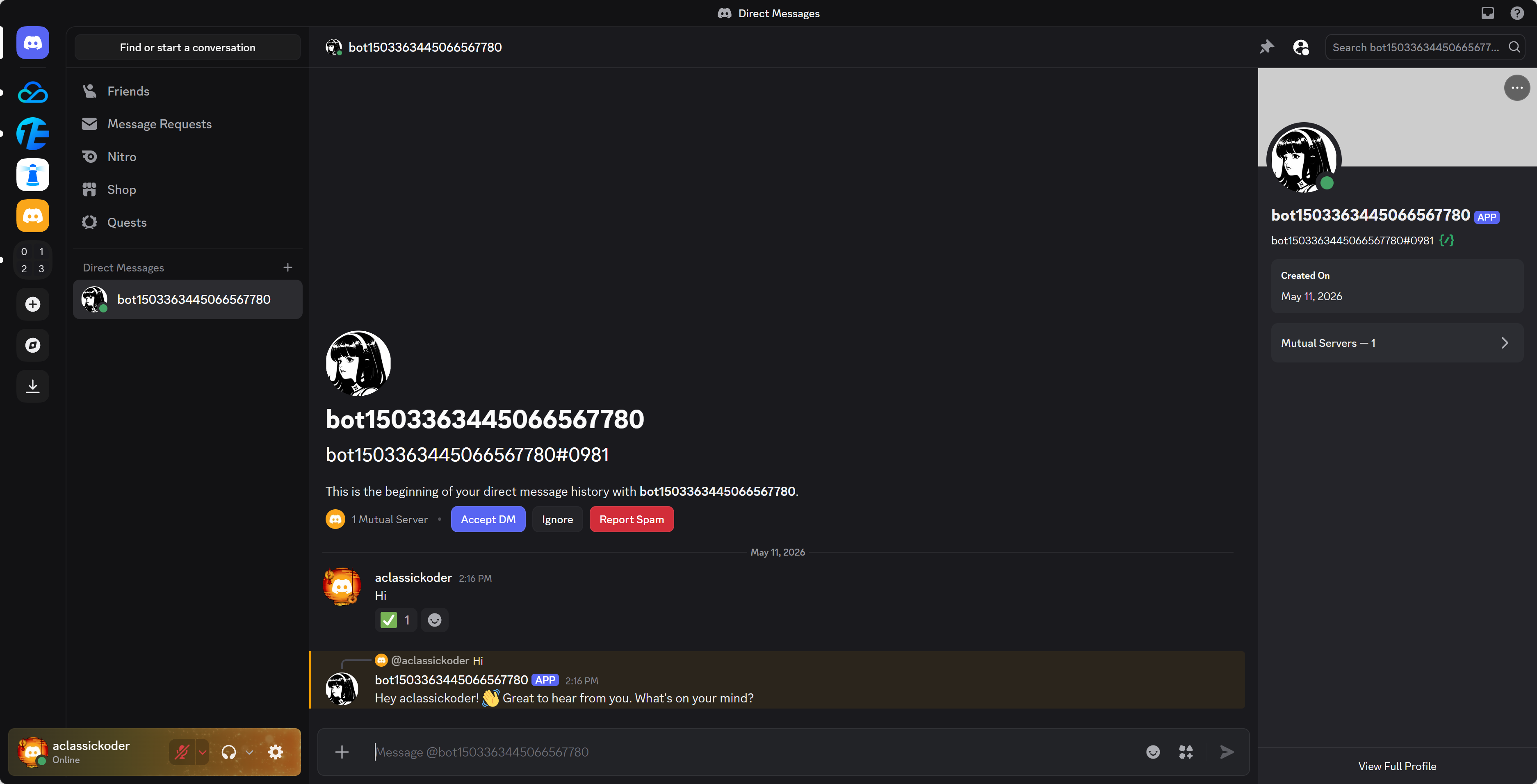 Discord 私信（DM）测试对话