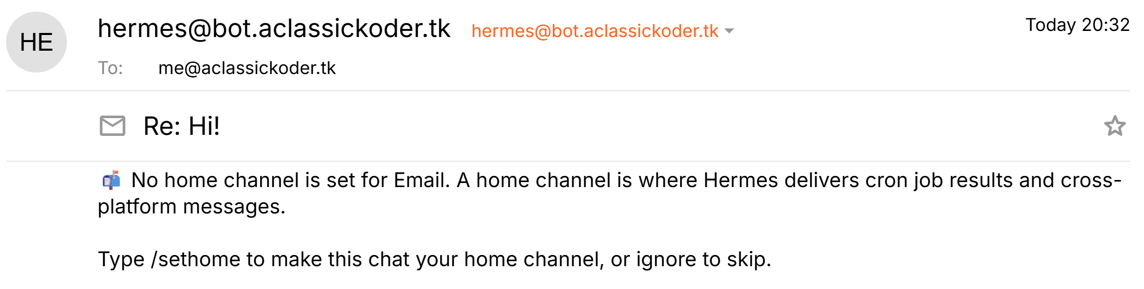 Hermes Agent 的 Home Channel 警告消息